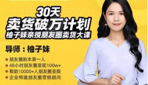 柚子妹《30天卖货破万计划》朋友圈卖货大课-网赚网