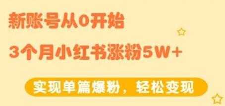 小红书涨粉变现《新账号从0开始3个月小红书涨粉5W+》实现单篇爆粉-网赚网