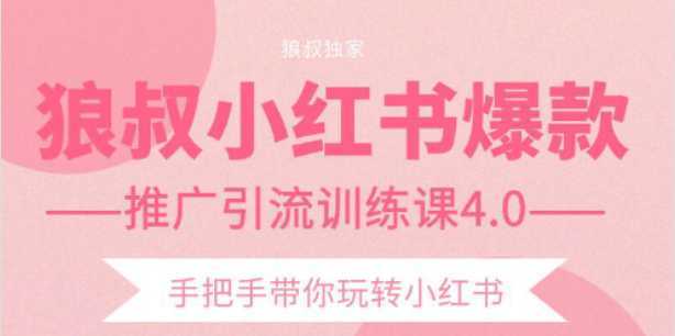 狼叔小红书爆款推广引流训练课4.0，手把手带你玩转小红书-网赚网