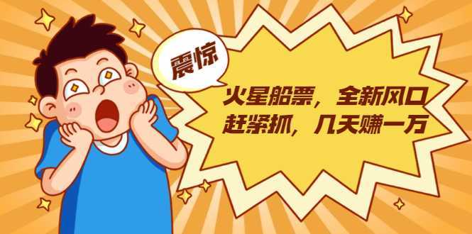 图片[1]-火星船票，全新风口赶紧抓，几天赚一万+摆地摊卖尾货月入一万（5个项目）-网赚网