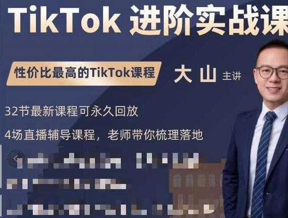 大山老师TikTok进阶实战课：账号详解，流量运营，实战变现，助力你成功出海-网赚网