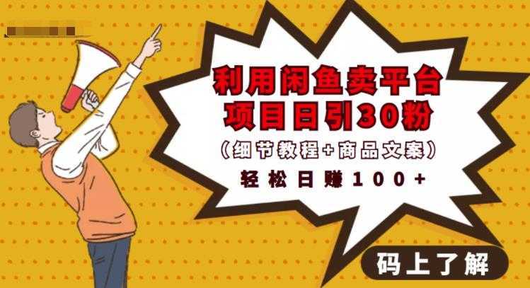 图片[1]-利用闲鱼卖平台项目课程资源日引流30+精准粉丝，轻松日赚100+，积累人脉可实现二次变-网赚网