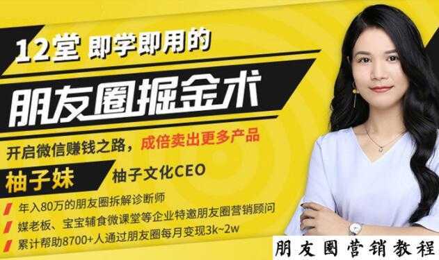 【营销必学】12堂学之即用的朋友圈掘金术：开启你的副业赚钱之路-网赚网