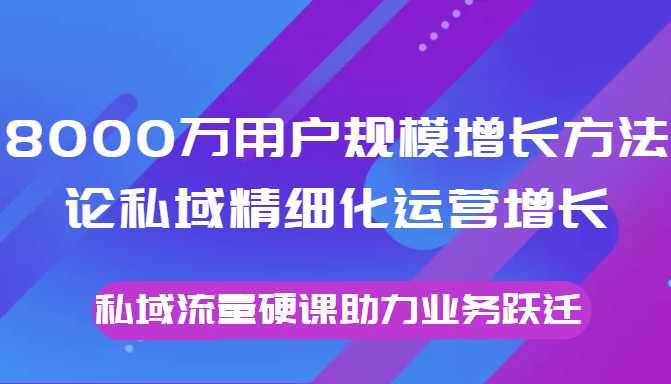 图片[1]-8000万用户规模增长方法论私域精细化运营增长，私域流量硬课助力业务跃迁-网赚网