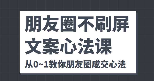 朋友圈不刷屏文案心法课 人人都要懂的商业逻辑 从0~1教你朋友圈成交心法-网赚网