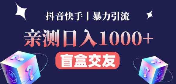日收益1000+的交友盲盒副业丨有手就行的抖音快手暴力引流-网赚网
