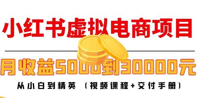 小红书虚拟电商项目：从小白到精英 月收益5000到30000 (视频课程+交付手册)-网赚网