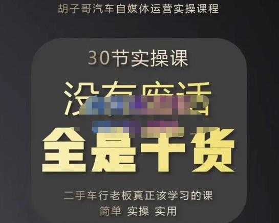 胡子哥·汽车自媒体运营实操课，汽车新媒体二手车短视频运营教程-价值8888元-网赚网