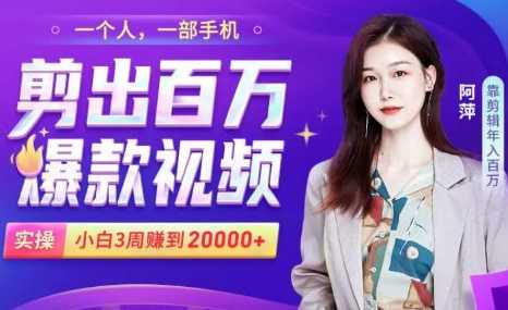 小白易上手的手机剪辑赚钱课，抓住短视频风口月赚2万+-网赚网