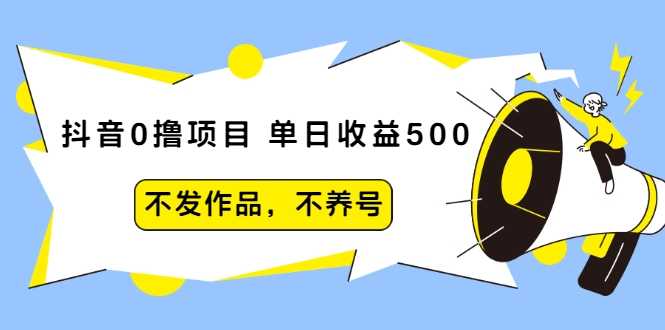 抖音0撸项目：单日收益500，不发作品，不养号-网赚网