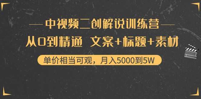 图片[1]-中视频二创解说训练营：从0到精通 文案+标题+素材、月入5000到5W-网赚网