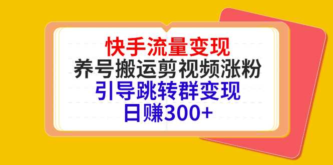快手流量变现，养号搬运剪视频涨粉，引导跳转群变现日赚300+-网赚网